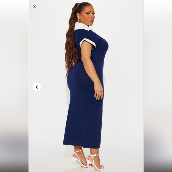 Fashion Nova Aylene Sweater Midi Dress - Navy Size 1X (New) - Picture 9 of 15